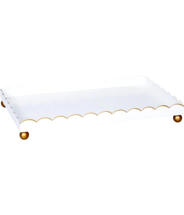 Rectangular White and Gold Tray